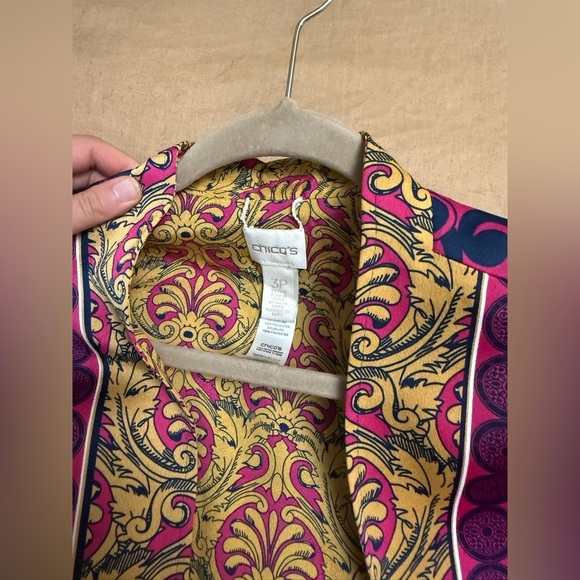 Chicos Reversible Ornate Printed Kimono Jacket Size 3P Pink Purple - Picture 11 of 13